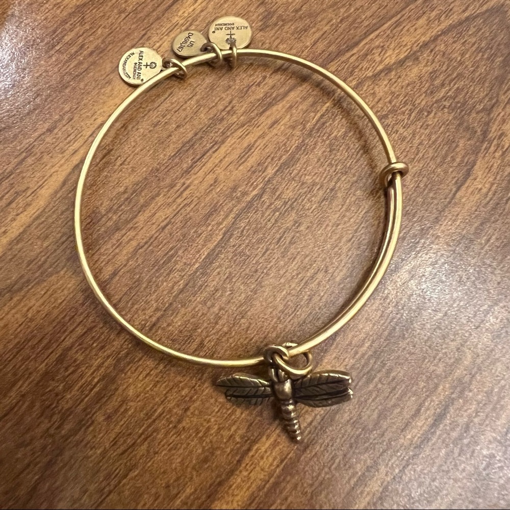 Alex and Ani gold bangle - dragonfly charm